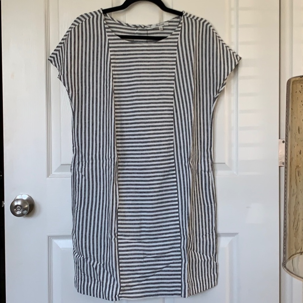 Madewell Stripe Play Button Back Dress